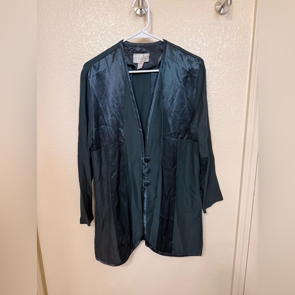 Vintage caribe dark Teal Long Sleeve Blazer/blouse